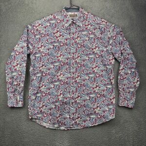 Stetson‎ Mens Paisley Western Button Down Shirt Maroon Blue Long Sleeve Large